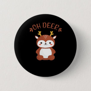 Oh Deer Kawaii Deer Playful Art Style  6 Cm Round Badge