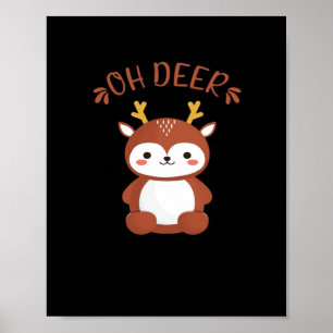 Oh Deer Kawaii Deer Playful Art Style Poster