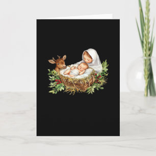 Oh Deer Mary Nativity Scene Christmas Jesus  Card