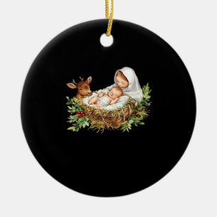 Oh Deer Mary Nativity Scene Christmas Jesus  Ceramic Tree Decoration