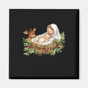 Oh Deer Mary Nativity Scene Christmas Jesus Magnet
