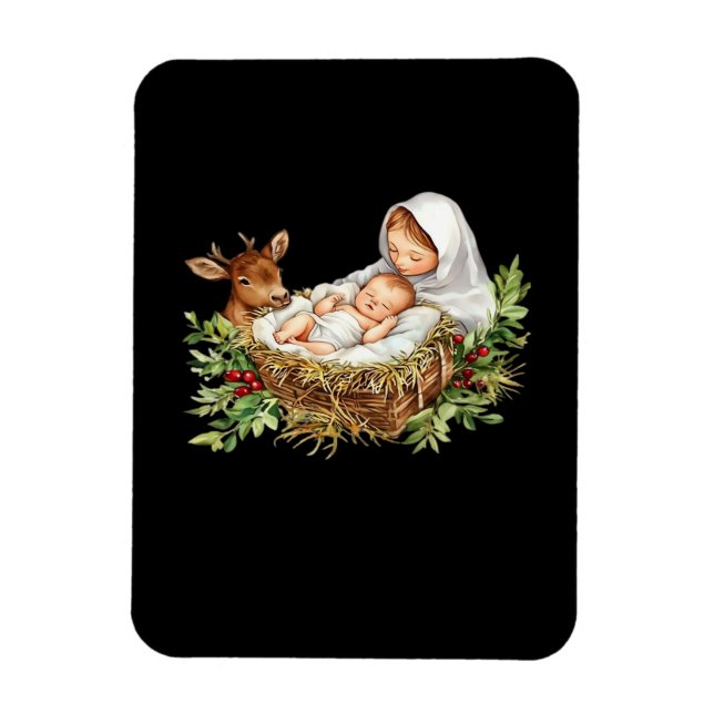 Oh Deer Mary Nativity Scene Christmas Jesus   Magnet (Vertical)