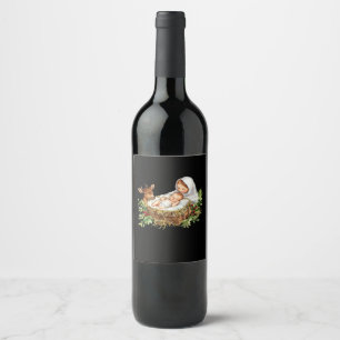 Oh Deer Mary Nativity Scene Christmas Jesus   Wine Label
