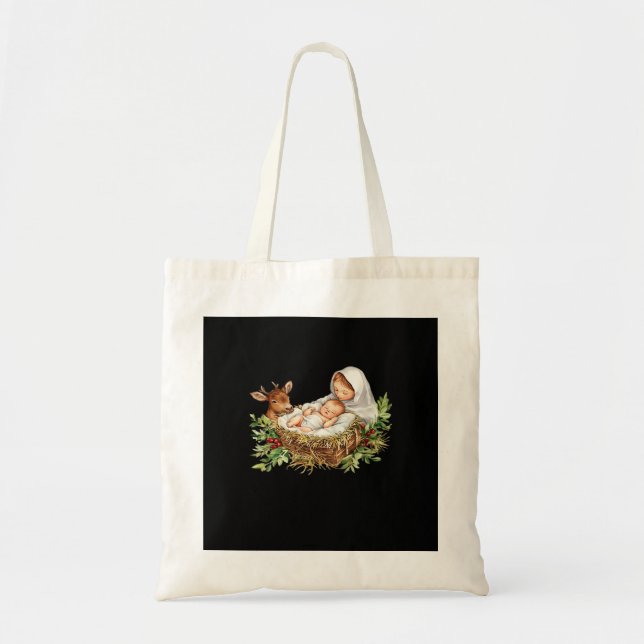 Oh Deer Mary Nativity Scene Christmas JesuTote Bag (Front)