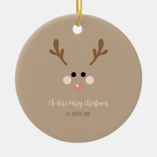 Oh deer! Merry Christmas Ceramic Tree Decoration (Front)