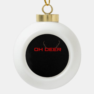 Oh Deer Minimal Aesthetic Vibe Ceramic Ball Christmas Ornament