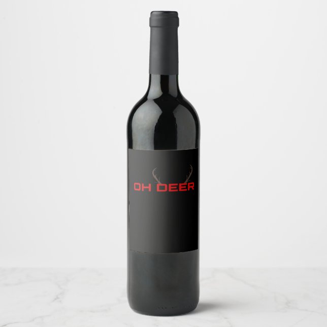 Oh Deer Minimal Aesthetic Vibe  Wine Label (Front)