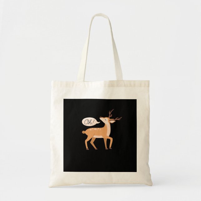 Oh Deer Minimal Clean Aesthetic Tote Bag (Front)