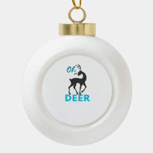 Oh Deer Minimal Design Ceramic Ball Christmas Ornament