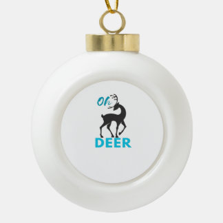 Oh Deer Minimal Design  Ceramic Ball Christmas Ornament