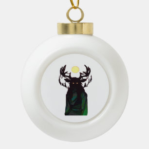 Oh Deer Minimal Design  Ceramic Ball Christmas Ornament
