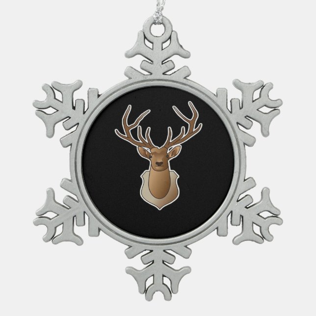Oh Deer Minimal Design  Snowflake Pewter Christmas Ornament (Front)