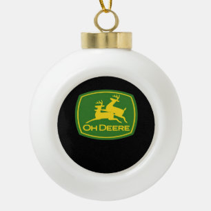 Oh Deer Minimal Modern Design Ceramic Ball Christmas Ornament