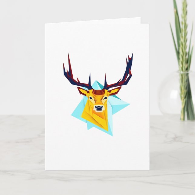 Oh Deer Minimal Rustic Style Folded Greeting Card (Front)