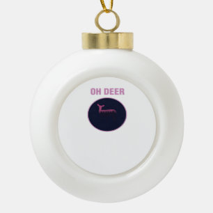 Oh Deer Modern Aesthetic  Ceramic Ball Christmas Ornament