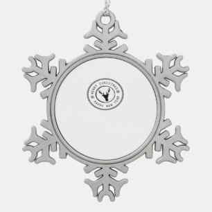 Oh Deer Modern Aesthetic Snowflake Pewter Christmas Ornament