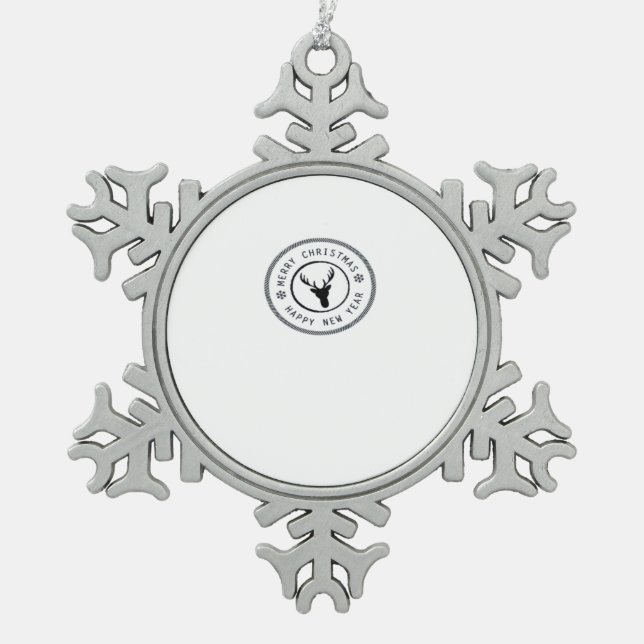 Oh Deer Modern Aesthetic  Snowflake Pewter Christmas Ornament (Front)