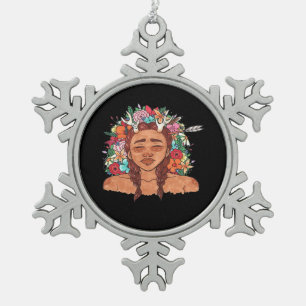 Oh Deer Modern Aesthetic  Snowflake Pewter Christmas Ornament