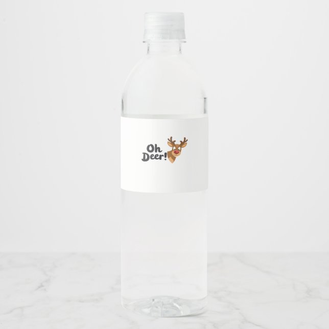 Oh Deer Modern Aesthetic Style  Water Bottle Label (Front)