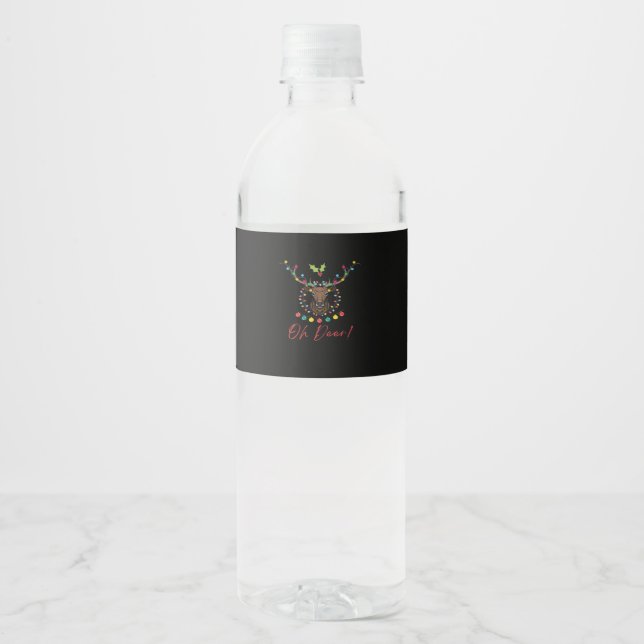 Oh Deer Modern Aesthetic  Water Bottle Label (Front)
