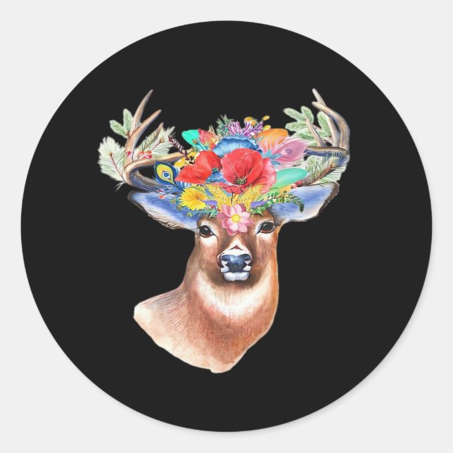 Oh Deer Modern Artistic Style  Classic Round Sticker (Front)