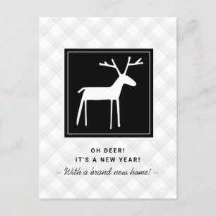 Oh Deer New Year New Home Moving Announcement Postcard