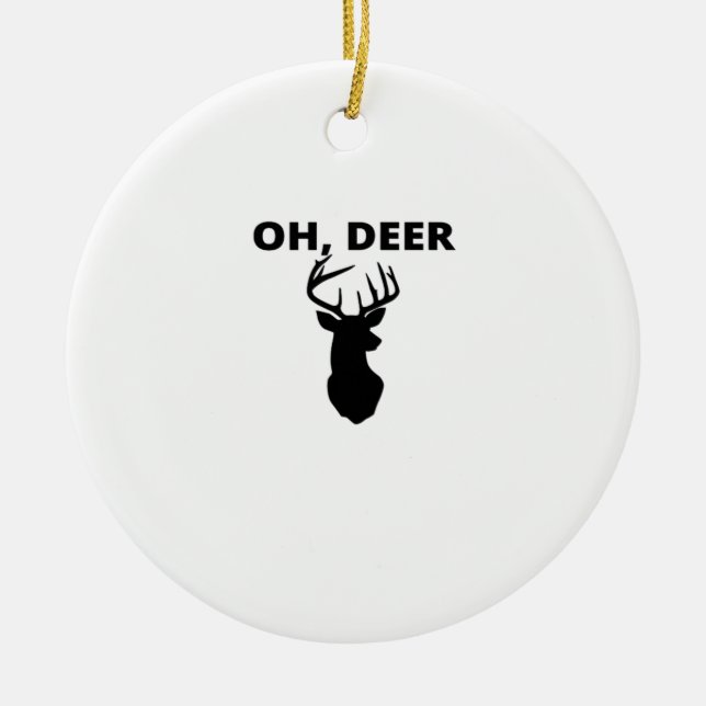 Oh Deer Oh Dear Whimsical Art Style Ornament (Front)