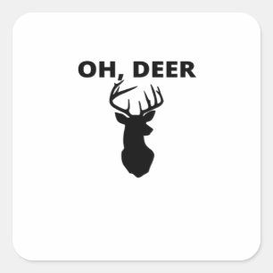 Oh Deer Oh Dear Whimsical Art Style  Square Sticker