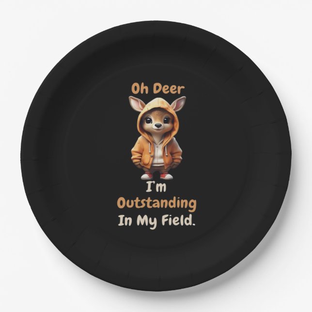 Oh Deer Outstanding In My Field Funny Humor  Paper Plate (Front)