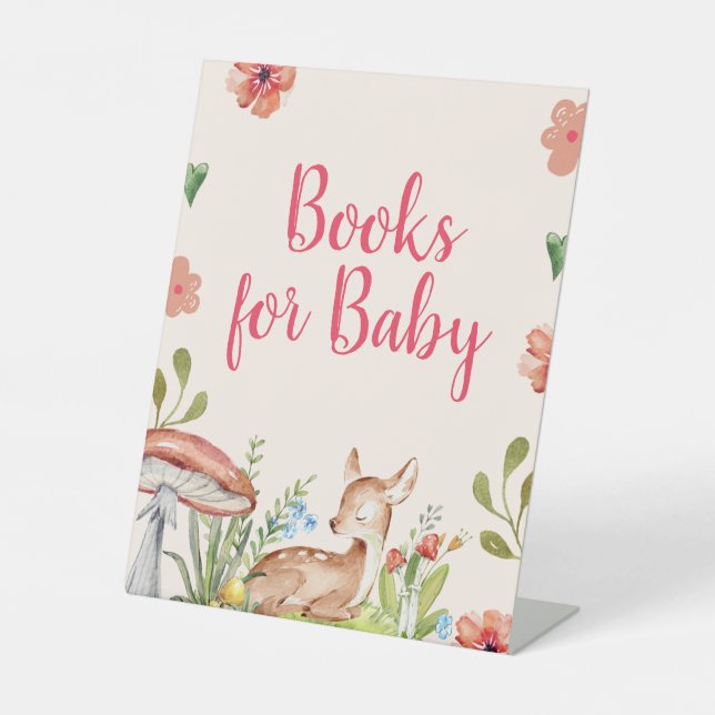 Oh Deer Party Decorations Books for Baby Pedestal Sign (Front)