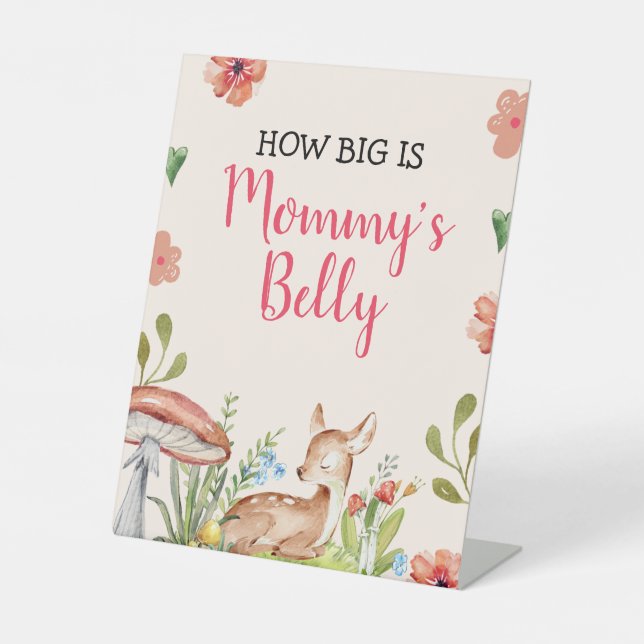 Oh Deer Party Decorations Girl Baby Shower Game Pedestal Sign (Front)