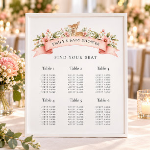 Oh Deer Pink Baby Shower 6 Table Seating Chart
