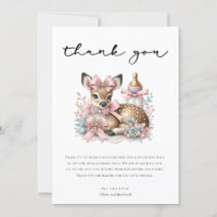 Oh Deer! Pink Floral Baby Shower Thank You 