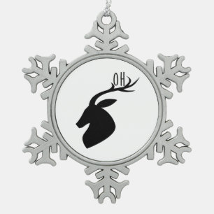 Oh Deer Pun Creative Style  Snowflake Pewter Christmas Ornament