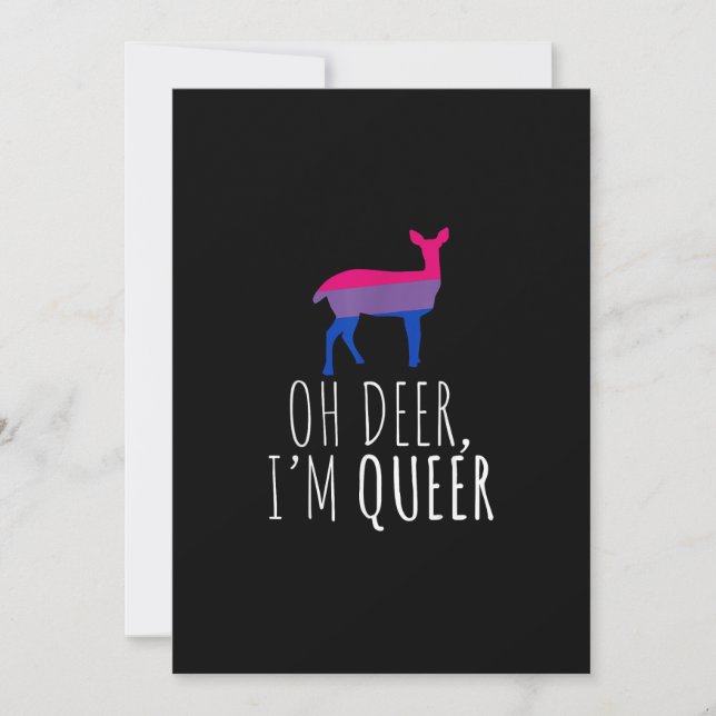 Oh Deer Queer Bisexual Pride Gay Flat Holiday Card (Front)