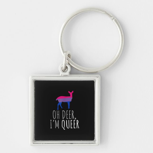 Oh Deer Queer Bisexual Pride Gay Lesbian Design  Key Ring (Front)