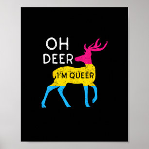 Oh Deer Queer Colorful Pride Flag Celebration Poster