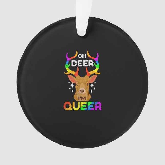 Oh Deer Queer Funny LGBTQ Pride AwAcrylic Ornament (Front)