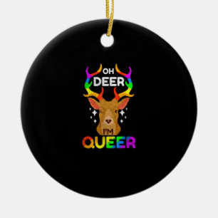 Oh Deer Queer Funny LGBTQ Pride Awareness Ornament