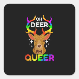 Oh Deer Queer Funny LGBTQ Pride Awareness  Square Sticker
