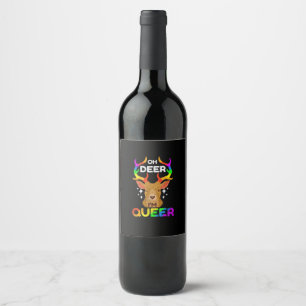 Oh Deer Queer Funny LGBTQ Pride Awareness Wine Label