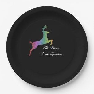 Oh Deer Queer Funny Pun LGBT Pride Celebration Paper Plate