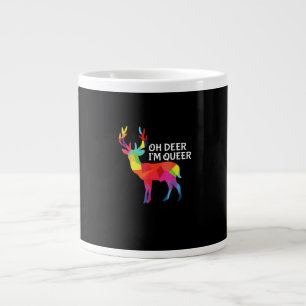 Oh Deer Queer Funny Pun LGBT Pride Design Large Coffee Mug