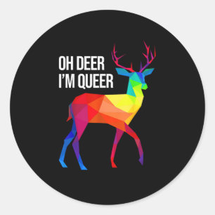 Oh Deer Queer LGBT Pride Celebration Design Classic Round Sticker