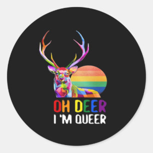 Oh Deer Queer Minimal Modern Style Classic Round Sticker