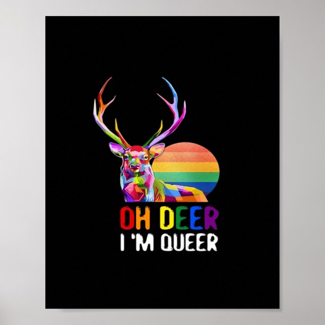 Oh Deer Queer Minimal Modern Style  Poster (Front)