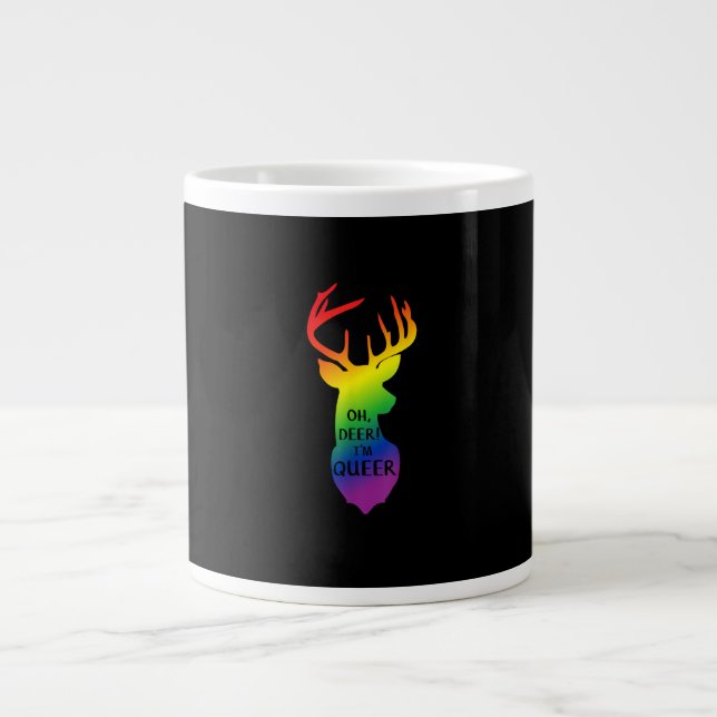 Oh Deer Queer Pride Celebration Funny LGBT Gift  Large Coffee Mug (Front)