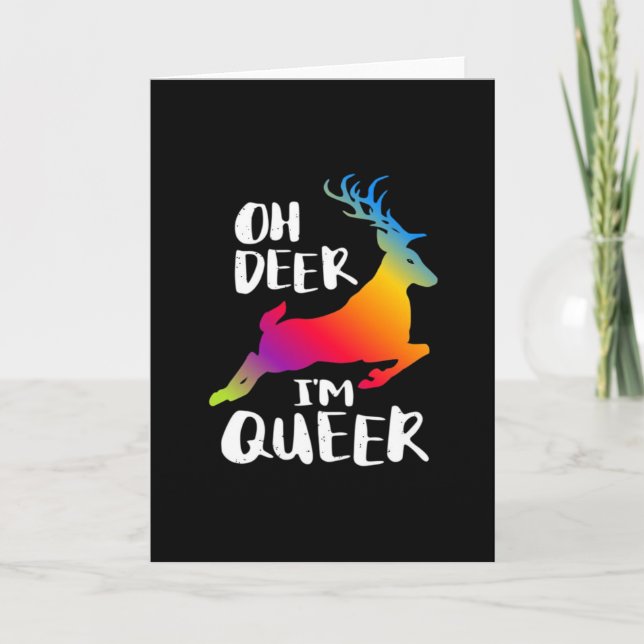 Oh Deer Queer Pride Minimal ArFolded Greeting Card (Front)