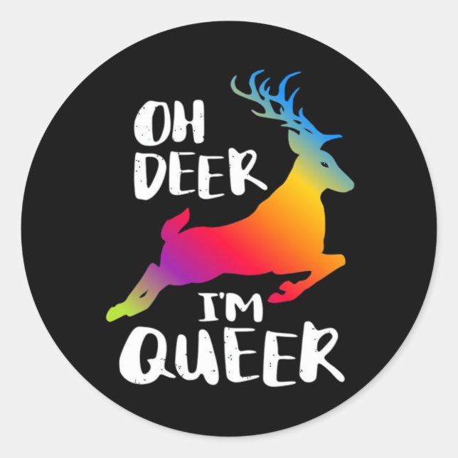 Oh Deer Queer Pride Minimal Artistic Style  Classic Round Sticker (Front)