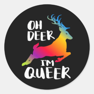 Oh Deer Queer Pride Minimal Artistic Style Classic Round Sticker